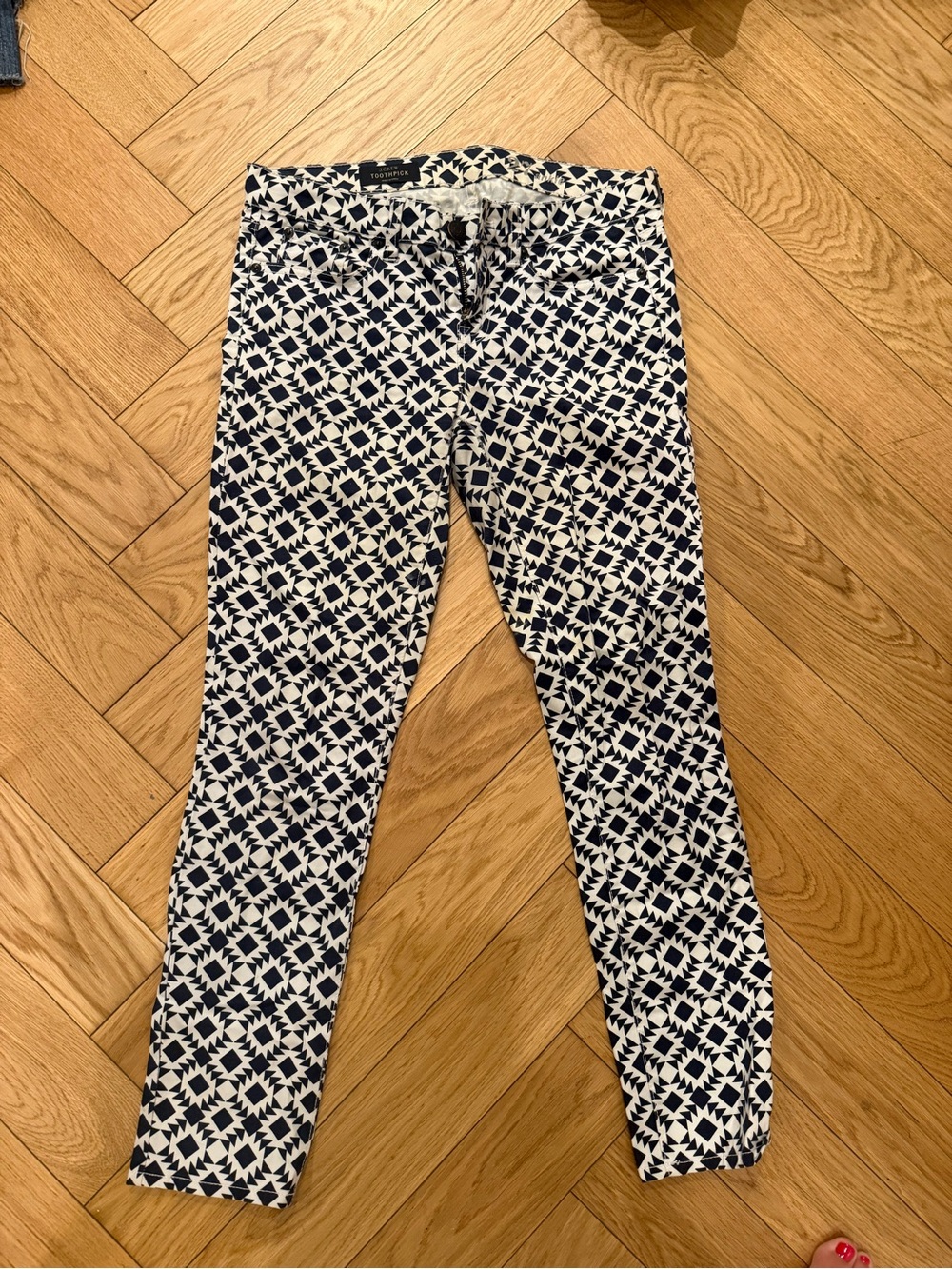 J. Crew Black and White Geometric Skinny Jeans